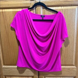 Express Pink Draped Neck Top